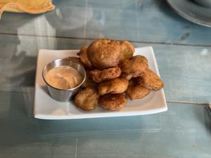 Fried Pickles  at Staff Of Life Cafe & Bread And Breakfast in Cherokee