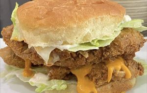 Crispy chick'n sandwich  at Staff Of Life Cafe & Bread And Breakfast in Cherokee
