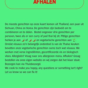 'because fish sauce is such an important part of Thai cuisine, our vegetarian dishes sometimes contain some fish sauce. at Yum Saap in Utrecht