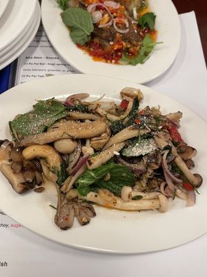Grilled mushroom salad. Ask for it to be veganized  at Yum Saap in Utrecht