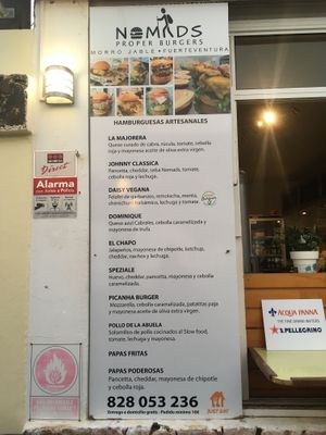 Menu (Daisy Burger is the vegan one)  at NOMADS Proper Burgers in Fuerteventura