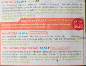 Menu 3 of 15, March 2023 at Tortuga in Tena