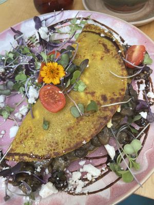 Mushroom and herb "omelette”  at The Green Canopy in Fitzroy