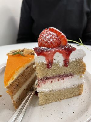 Strawberry cake: great! Cream cheese no whipped creamm  at Immu Bake Shop in Seoul