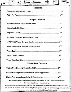 Menu at Ozona Pizza in Palm Harbor