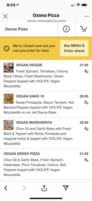 Some of the vegan 🍕  at Ozona Pizza in Palm Harbor