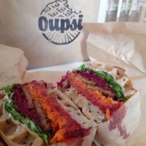How amazing ! Oupsi is really to try at least once in your life 😍 the "gaufwich", a sandwich made of waffles,  so good !! at Oupsi  in Lyon