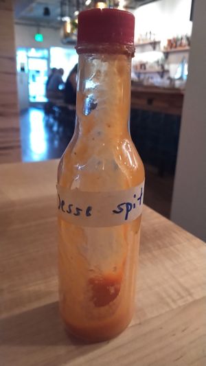 House hot sauce at Fellow Traveler in Englewood
