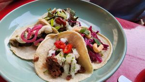 taco medlely on taco tuesday. pretty tasty. worthwhile visit on taco tue at Fellow Traveler in Englewood