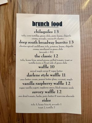 Brunch menu  at Fellow Traveler in Englewood