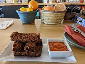The fried cornbread at Fellow Traveler in Englewood