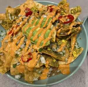 Chilaquiles - a huge portion size  at Fellow Traveler in Englewood