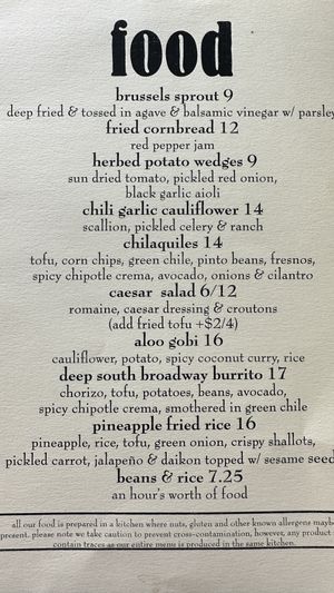 Main menu Aug 2023  at Fellow Traveler in Englewood