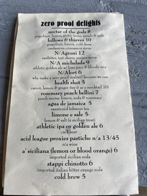 non-alcoholic drink menu  at Fellow Traveler in Englewood