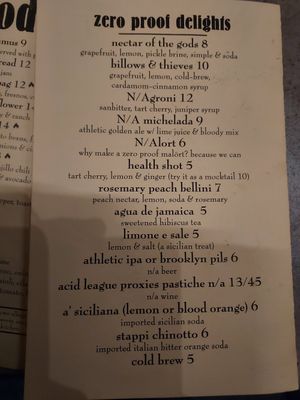 Non-alcoholic drinks at Fellow Traveler in Englewood