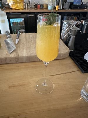 Rosemary Peach Bellini (Zero proof)  at Fellow Traveler in Englewood