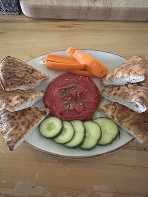 Beet hummus  at Fellow Traveler in Englewood