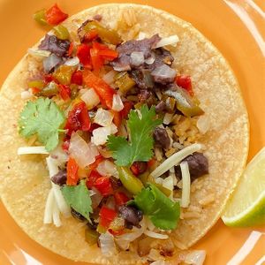 The Slim Taco with grilled bell pepper & onion.  These tacos can all be customized! at Don Juanz - Baja Beach Tacos in Bossier City