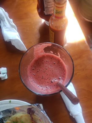 abc juice: apple, beet, carrot at Bedräk Cafe in Bloomington