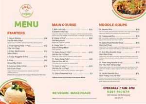 Easy vegan menu at Easy Vegan in Richmond