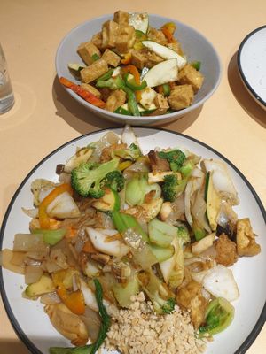 Stir fried rice noodles, Salt and Pepper tofu at Easy Vegan in Richmond
