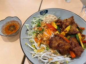 V chick satay noodle bowl  at Easy Vegan in Richmond