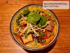 Spicy Royal Noodle Soup (asked for the vermicelli rice noodle instead of the thicker tradition one) Delicious as always! 😃🙏 at Easy Vegan in Richmond