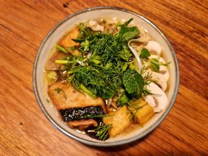 Dill Fish Noodle Soup $15 - a solid 100 out of 10! at Easy Vegan in Richmond