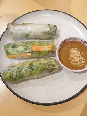 prawn+pork rice paper rolls: delish $10.00 at Easy Vegan in Richmond