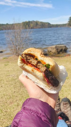 Burger! Soo yummy!! at Shawnee's Goodies Vegan Bakery & Cafe in Lilburn
