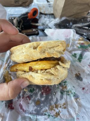 Sausage egg and cheese biscuit   at Shawnee's Goodies Vegan Bakery & Cafe in Lilburn