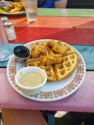 Chicken and waffles at Cornbread Cafe in Eugene