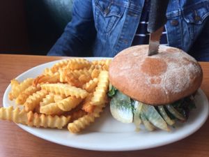 portobello mushroom burger at Cornbread Cafe in Eugene