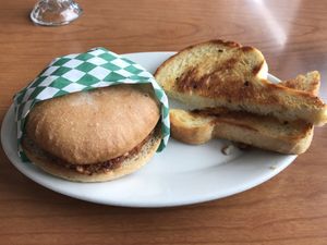 Sloppy joe with garlic bread  at Cornbread Cafe in Eugene