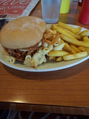 shredded seitan barbecue sandwich at Cornbread Cafe in Eugene