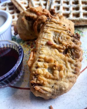 Chicken & Waffles  at Cornbread Cafe in Eugene