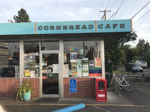 Outside at Cornbread Cafe in Eugene