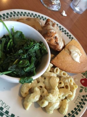 Chig'n Fried Tempeh, Mac Uncheese Cornbread and Greens at Cornbread Cafe in Eugene
