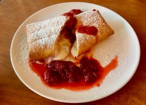Deep fried cheesecake at Cornbread Cafe in Eugene