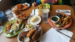 Family meal at Cornbread Cafe in Eugene