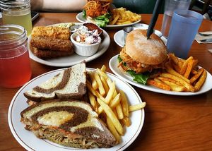 Reuben, Eugenewhich and sample platter (I think?  So much food!) at Cornbread Cafe in Eugene