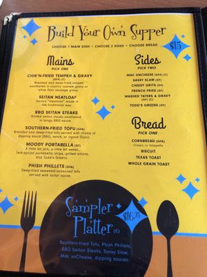 Menu at Cornbread Cafe in Eugene