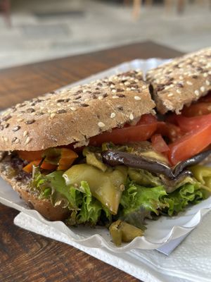 Vegan grilled vegetable sandwich   at StoArtos Coffee Bakery in Larnaca