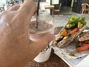 Iced chocolate with soy milk   at StoArtos Coffee Bakery in Larnaca