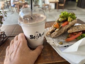 Soy milk frappé chocolate   at StoArtos Coffee Bakery in Larnaca