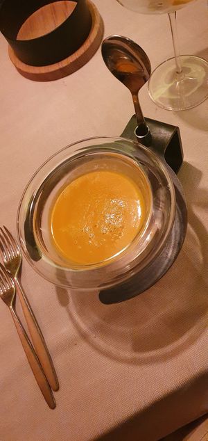 pumpkin soup at Lackner Stubn in Lagundo