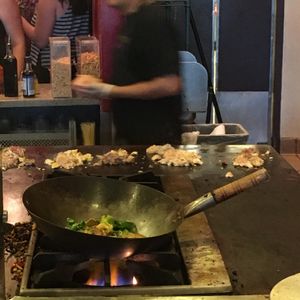 White stick = they’ll cook it separately (not on the grill that’s touched meat) at Flat Top Grill in Mishawaka