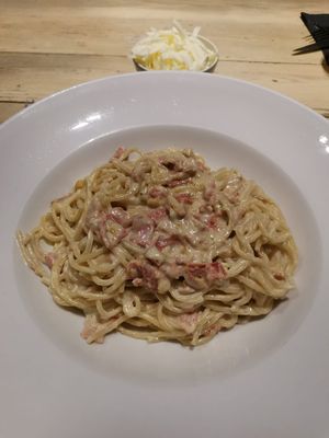 Pasta carbonara vegana  at La Iguana  in Lloret De Mar