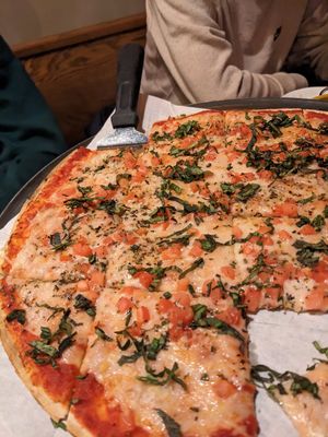 14 inch vegan pizza with tomatoes and basil. at Stone Arch Brew Pub in Appleton