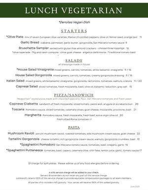 Lunch menu   at Lombardi's in Everett